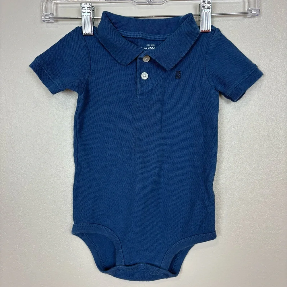 OshKosh B'Gosh Bundle Size 18M Orange Plaid Vestbak Shortalls Blue Polo Bodysuit